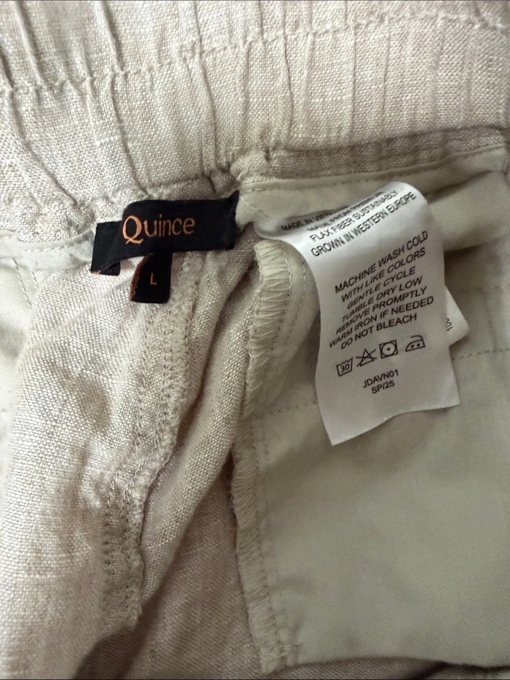 Quince Linen-Blend Drawstring Chinos in Taupe